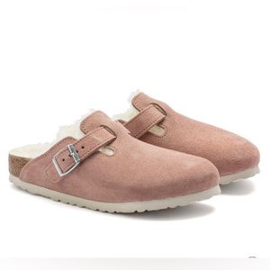 Birkenstock Boston Shearling Pink Suede Clogs size 6.5